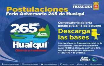 POSTULACION FERIA COSTUMBRISTA ANIVERSARIO 265 DE HUALQUI